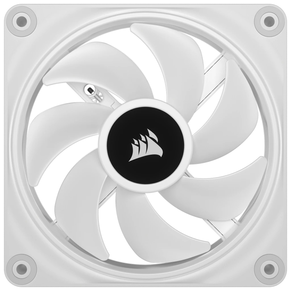 A large main feature product image of Corsair iCUE LINK QX120 RGB 120mm PWM Fan - White
