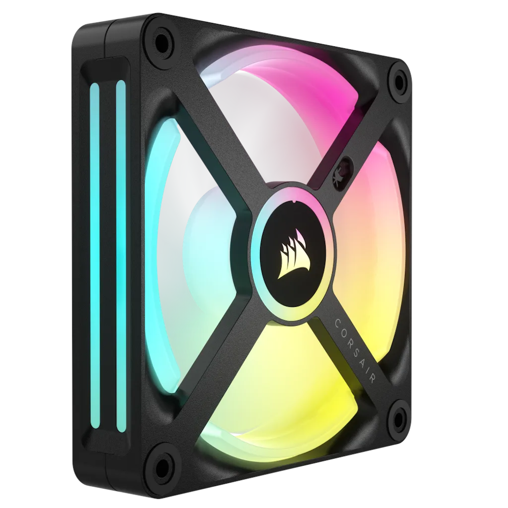 A large main feature product image of Corsair iCUE LINK QX120 RGB 120mm PWM Triple Fan Kit - Black
