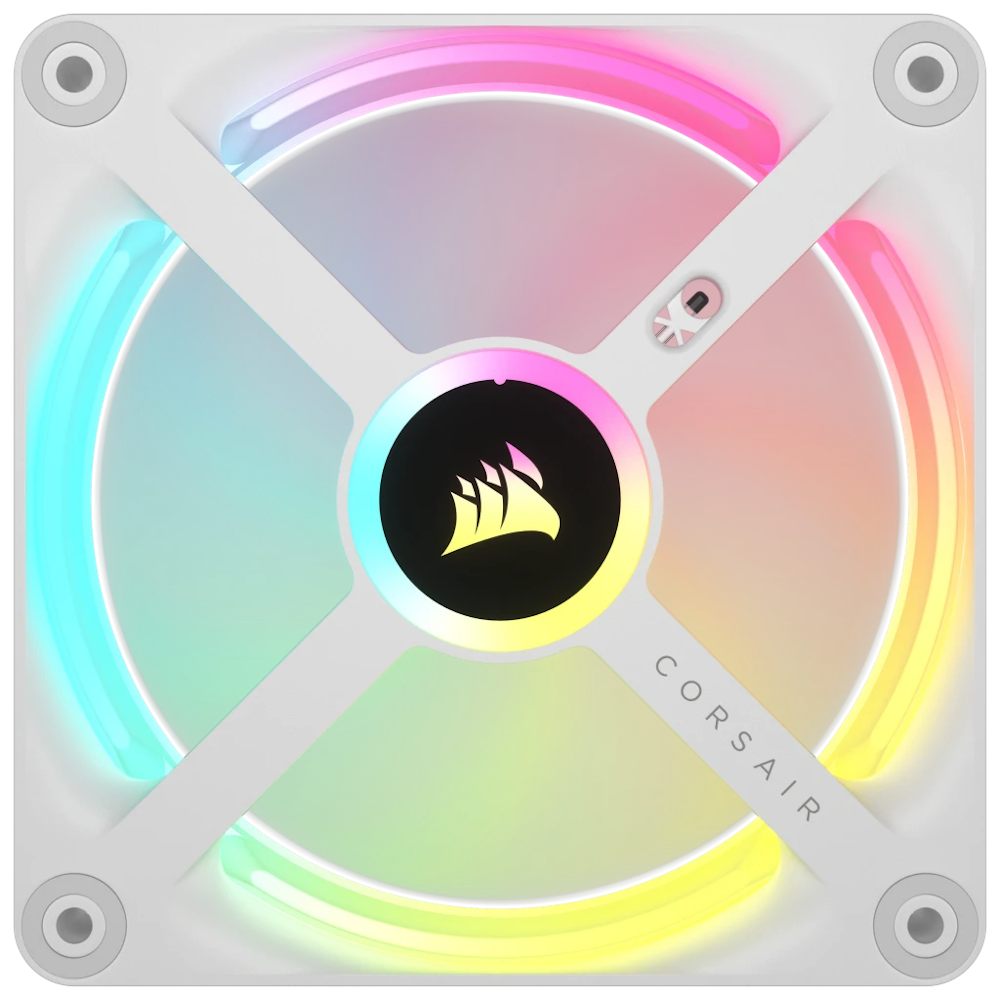 A large main feature product image of Corsair iCUE LINK QX120 RGB 120mm PWM Triple Fan Kit - White