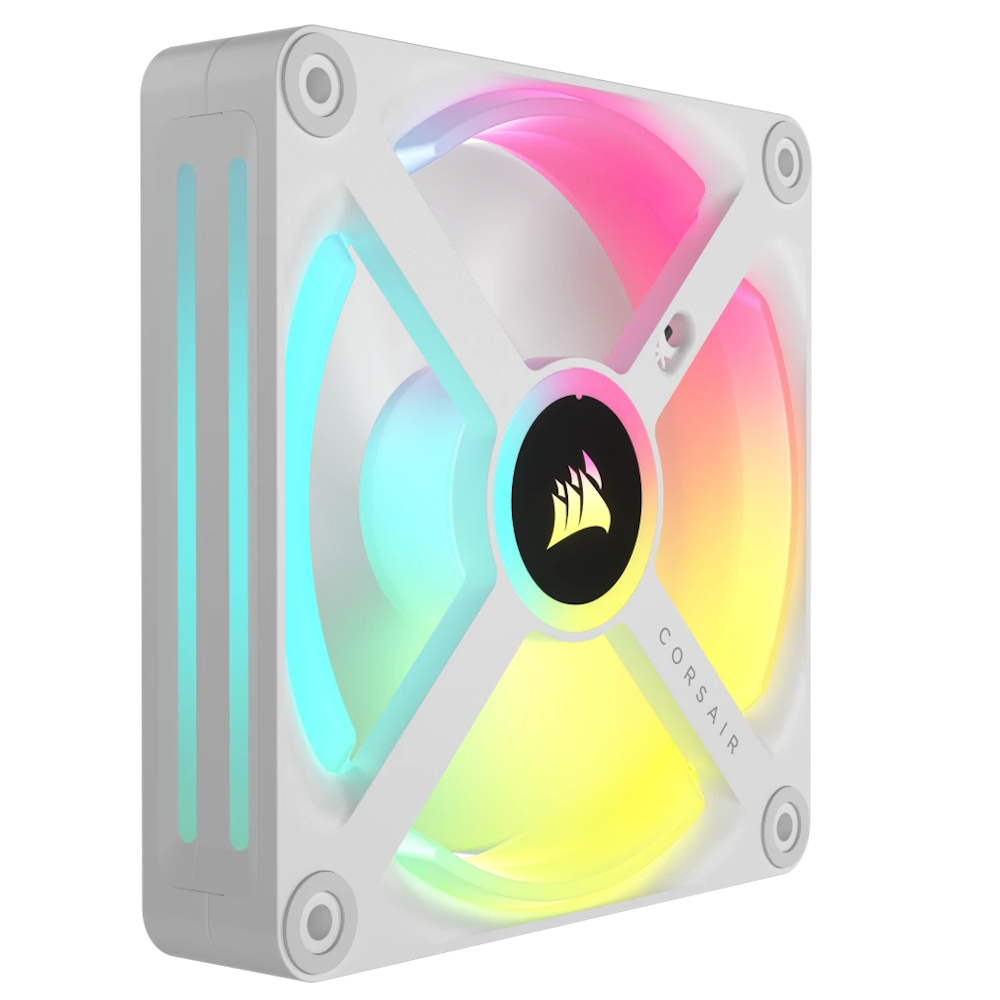 A large main feature product image of Corsair iCUE LINK QX120 RGB 120mm PWM Triple Fan Kit - White