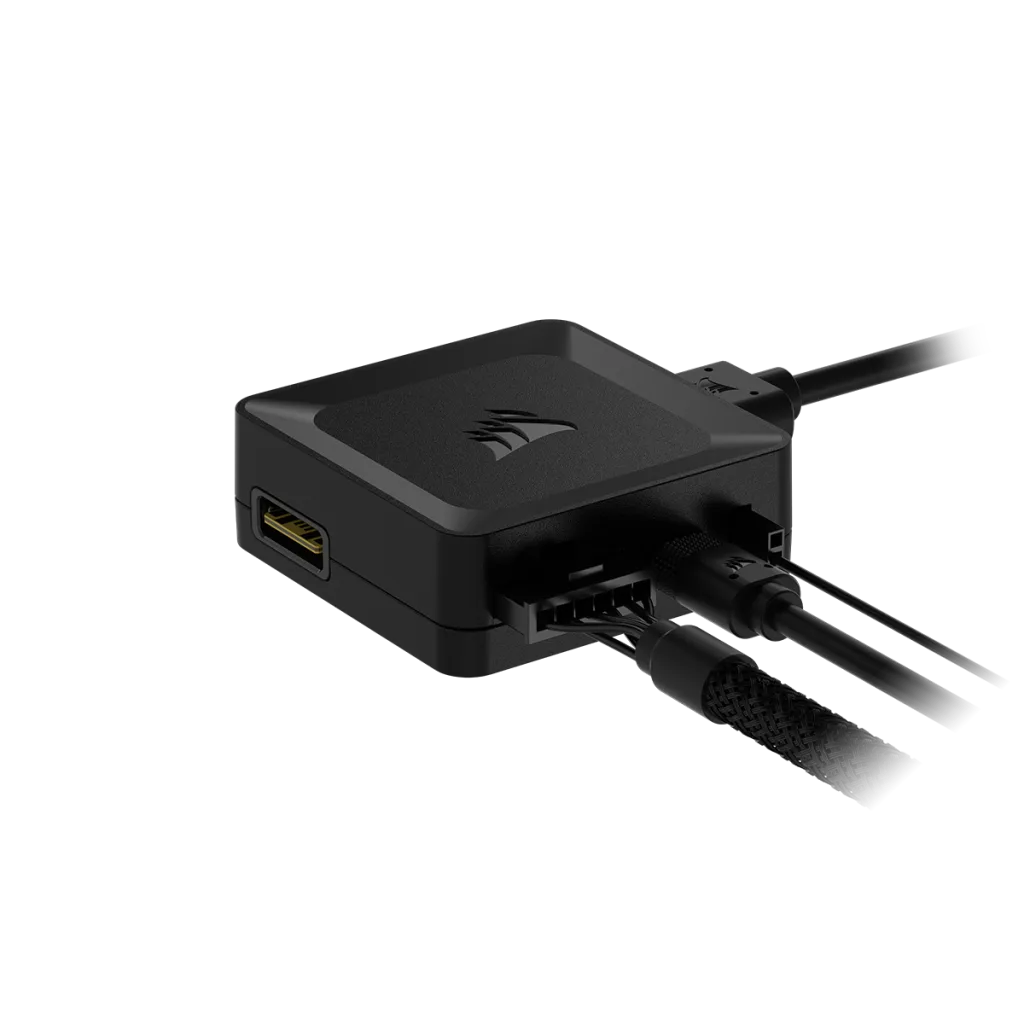A large main feature product image of Corsair iCUE LINK System Hub