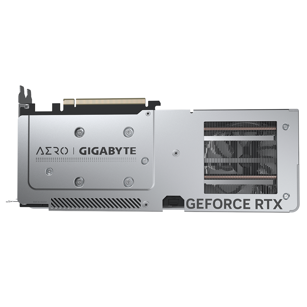 A large main feature product image of Gigabyte GeForce RTX 4060 Aero OC 8GB GDDR6