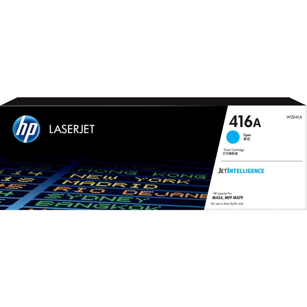 A large main feature product image of HP 416A Cyan LaserJet Toner Cartridge