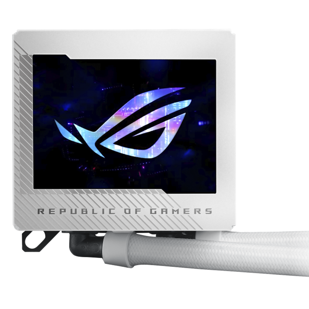 A large main feature product image of ASUS ROG Ryujin III 360 ARGB 360mm AIO Liquid CPU Cooler - White