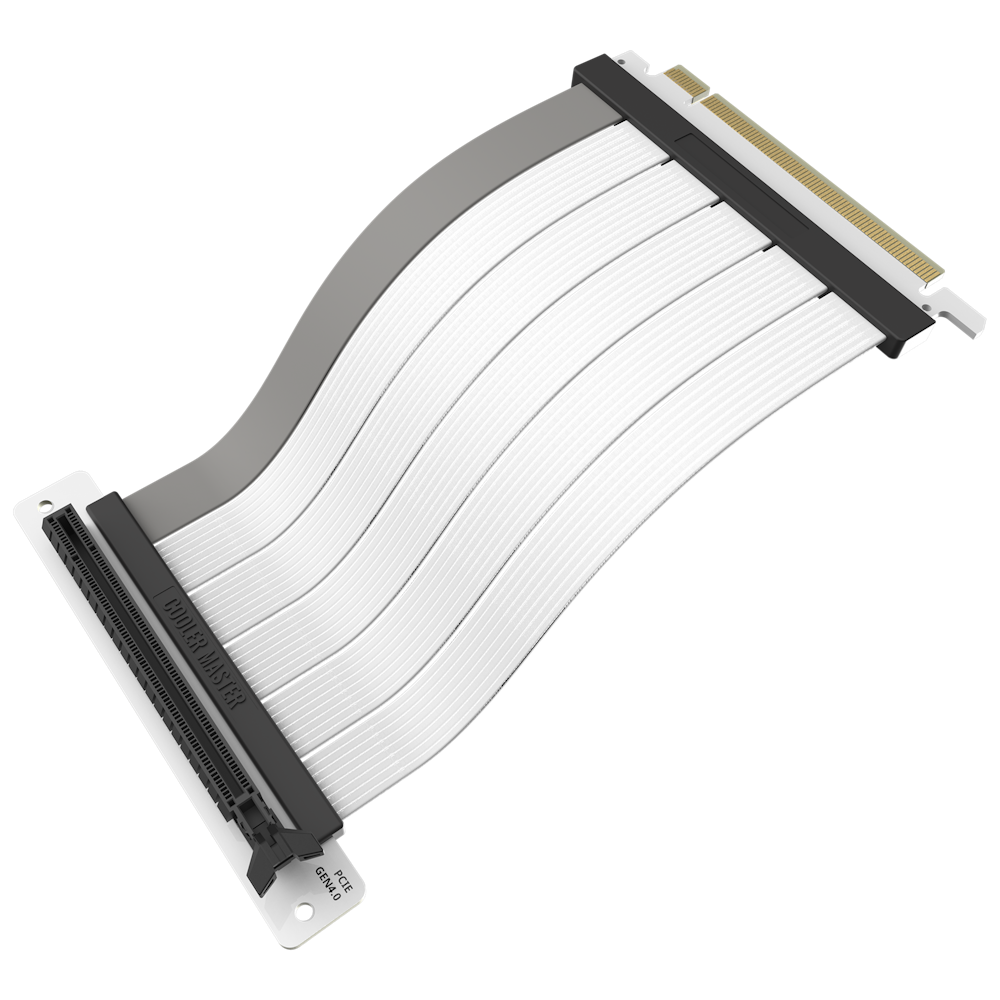 A large main feature product image of Cooler Master MasterAccessory PCIe 4.0 x16 200mm V2 Riser Cable - White