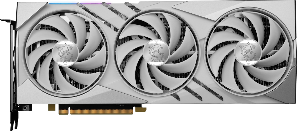 A large main feature product image of MSI GeForce RTX 4060 Ti Gaming X Slim 16GB GDDR6 - White 