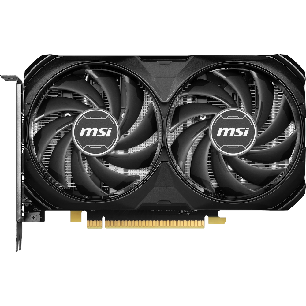 A large main feature product image of MSI GeForce RTX 4060 Ti Ventus 2X BLACK OC 16GB GDDR6