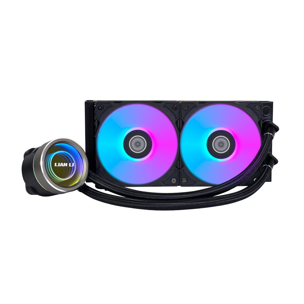 A large main feature product image of Lian Li Galahad II Trinity 240 RGB 240mm AIO Liquid CPU Cooler - Black