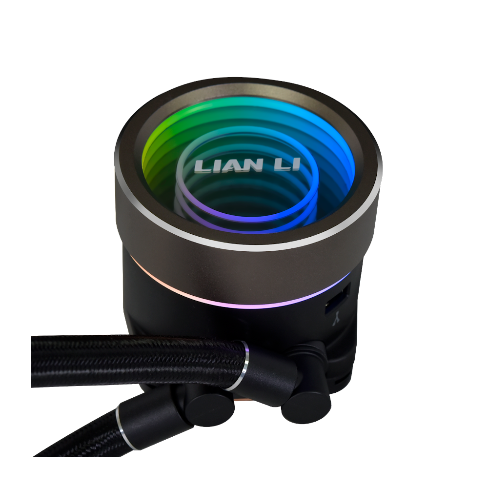 A large main feature product image of Lian Li Galahad II Trinity 360 RGB 360mm AIO Liquid CPU Cooler – Black