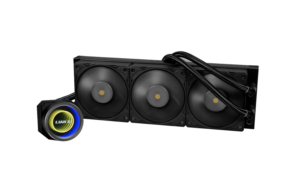 A large main feature product image of Lian Li Galahad II Trinity Performance - 360mm AIO Liquid CPU Cooler (Black)