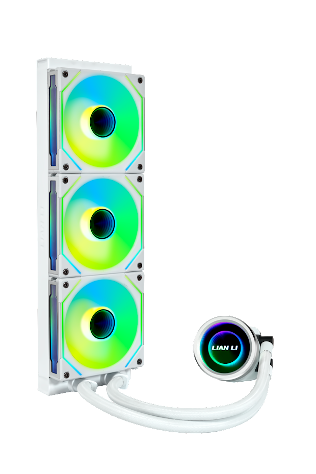 A large main feature product image of Lian Li Galahad II Trinity SL Infinity - 360mm RGB AIO Liquid CPU Cooler (White)
