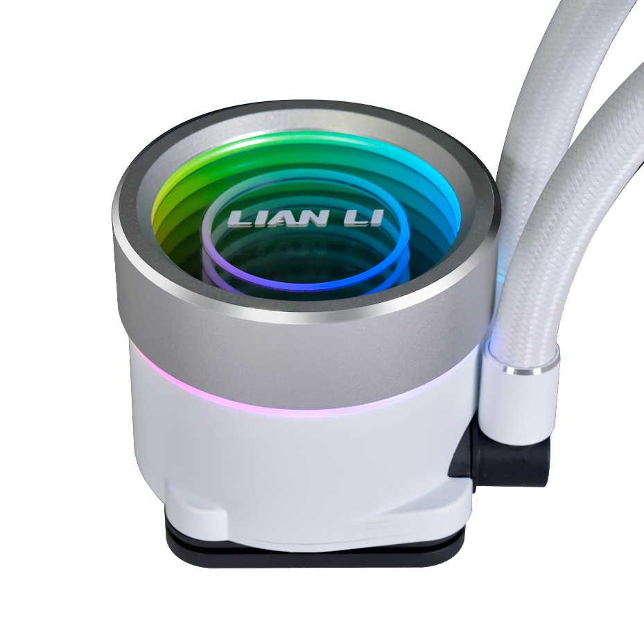 A large main feature product image of Lian Li Galahad II Trinity SL Infinity - 360mm RGB AIO Liquid CPU Cooler (White)