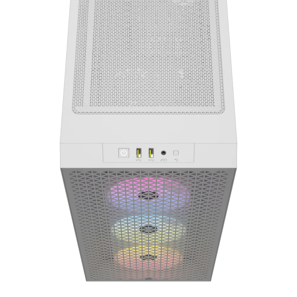 A large main feature product image of Corsair 3000D RGB Airflow Tempered Glass Mid Tower Case - White