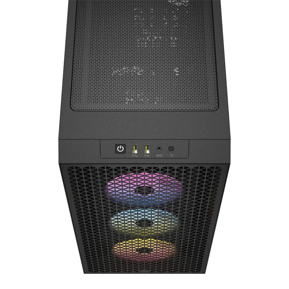 A large main feature product image of Corsair 3000D RGB Airflow Tempered Glass Mid Tower Case - Black