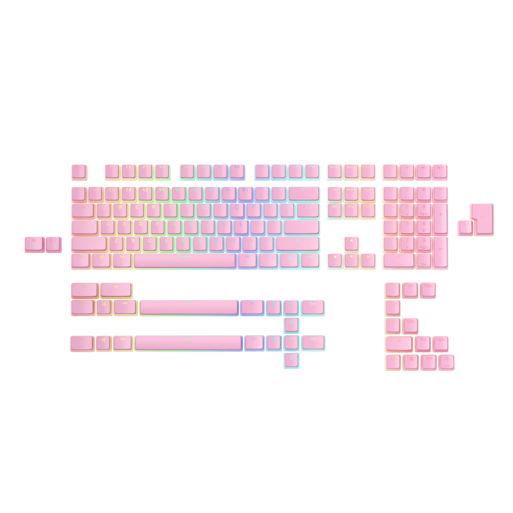 A large main feature product image of Glorious Aura V2 PBT Pudding Keycaps - Pixel Pink