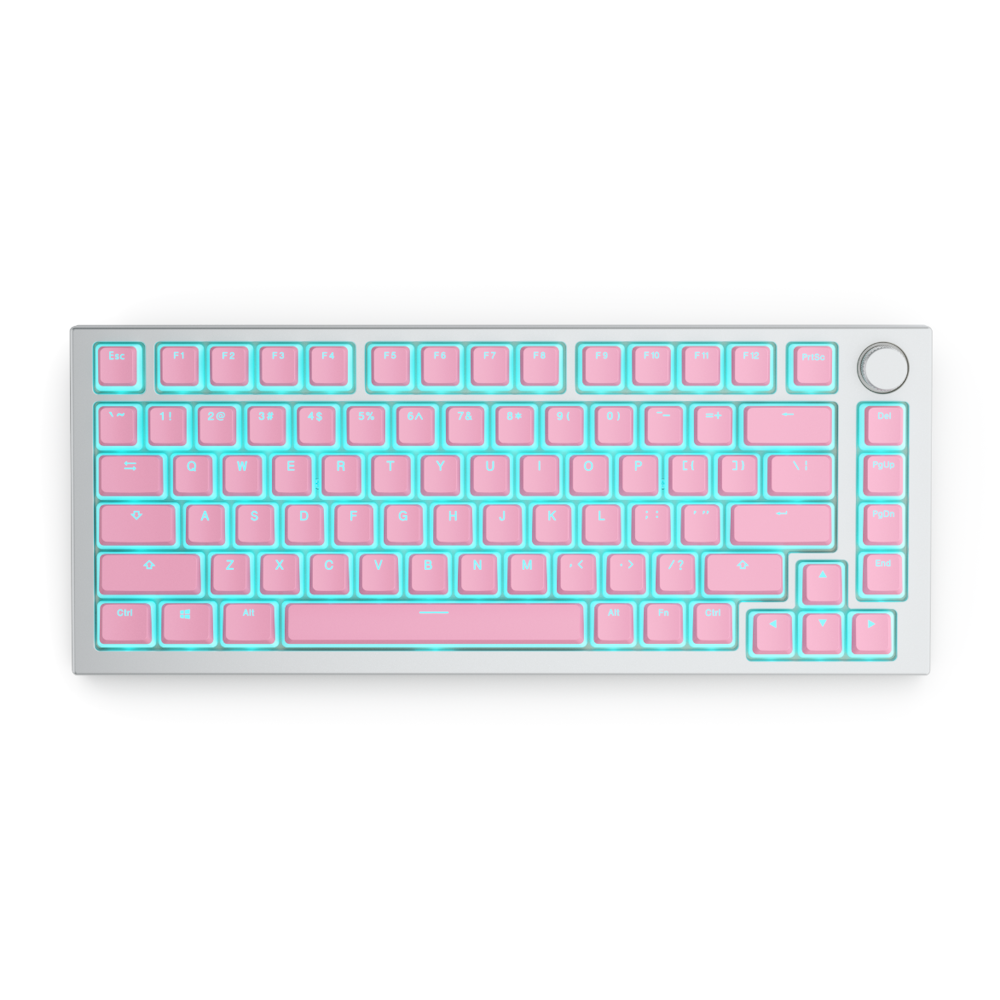 A large main feature product image of Glorious Aura V2 PBT Pudding Keycaps - Pixel Pink