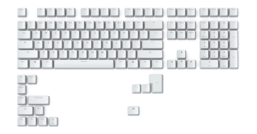 A large main feature product image of Glorious GMMK ABS Doubleshot V2 USA Base Kit Keycap Set 123pcs - White