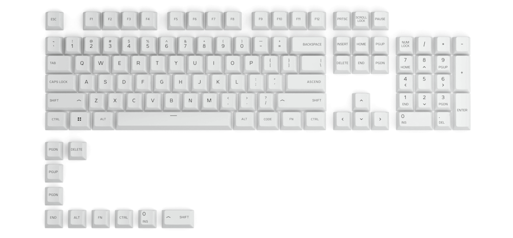 A large main feature product image of Glorious Dye-Sublimated PBT Keycaps - Arctic White