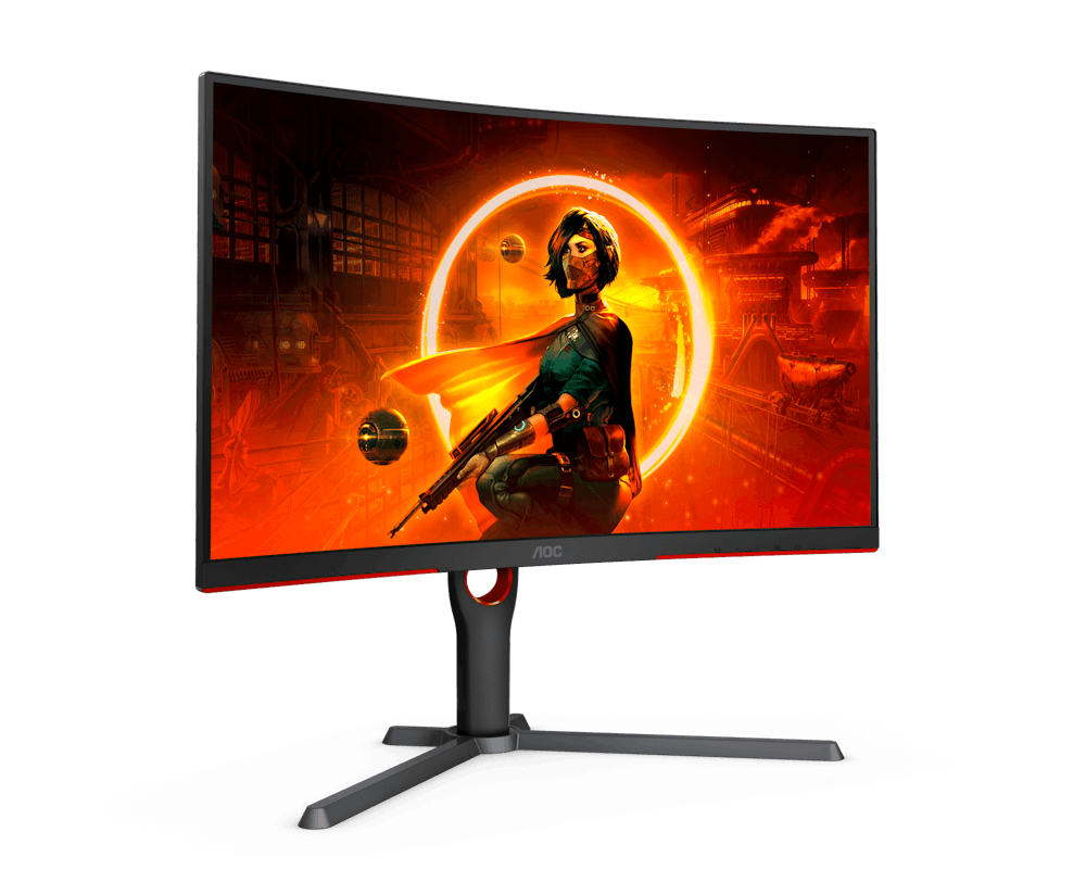 A large main feature product image of AOC Gaming CQ27G3Z - 27" Curved QHD 240Hz VA Monitor