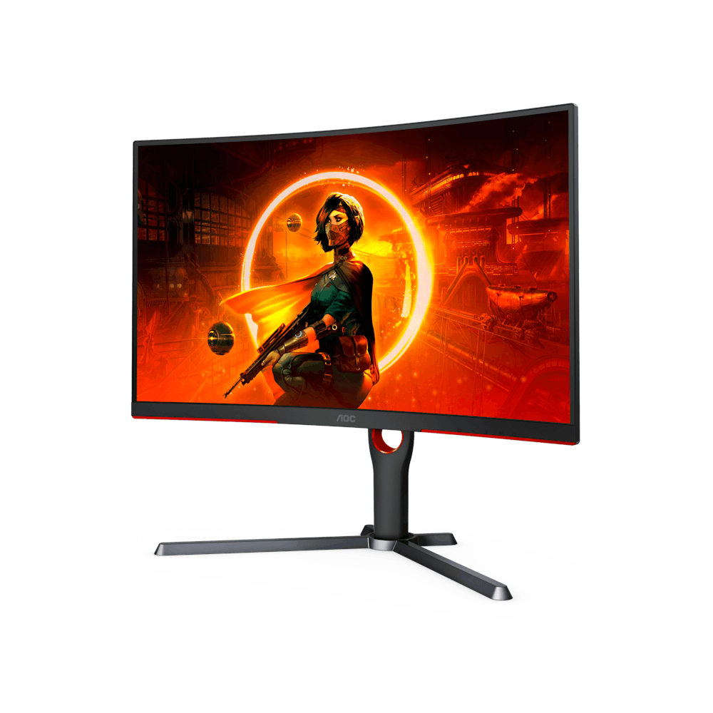 A large main feature product image of AOC Gaming CQ27G3Z - 27" Curved QHD 240Hz VA Monitor