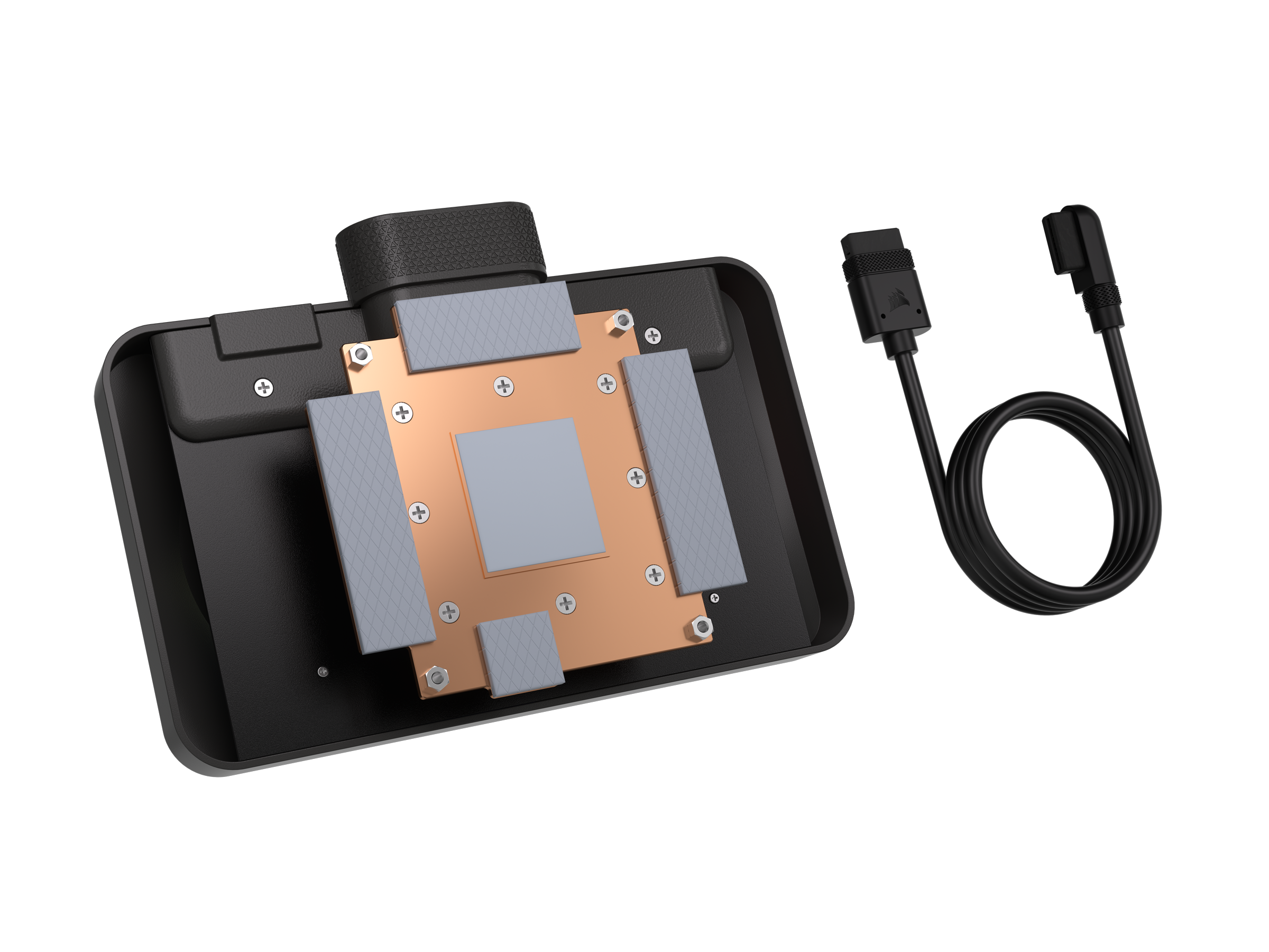 A large main feature product image of Corsair iCUE LINK XG3 RGB Hybrid GPU Water Block (7900 XT(X))