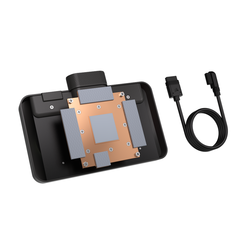 A large main feature product image of Corsair iCUE LINK XG3 RGB Hybrid GPU Water Block (7900 XT(X))