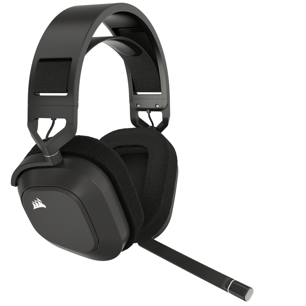 A large main feature product image of Corsair HS80 MAX Wireless Gaming Headset - Steel Grey