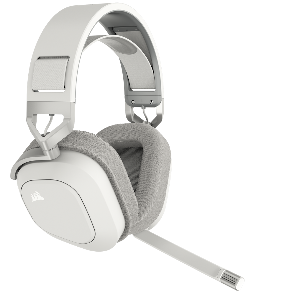 A large main feature product image of Corsair HS80 MAX Wireless Gaming Headset - White