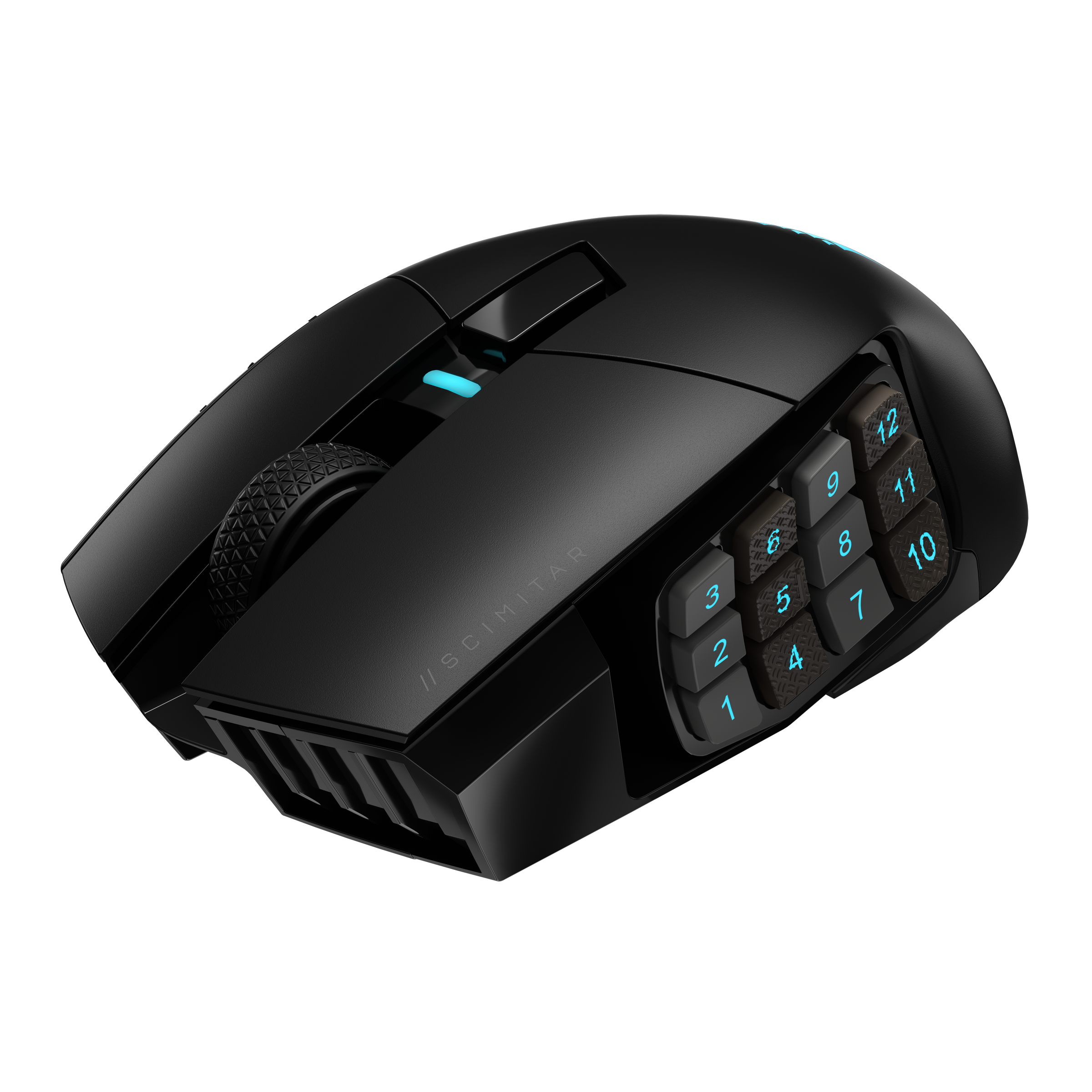 A large main feature product image of Corsair SCIMITAR ELITE WIRELESS MMO Gaming Mouse