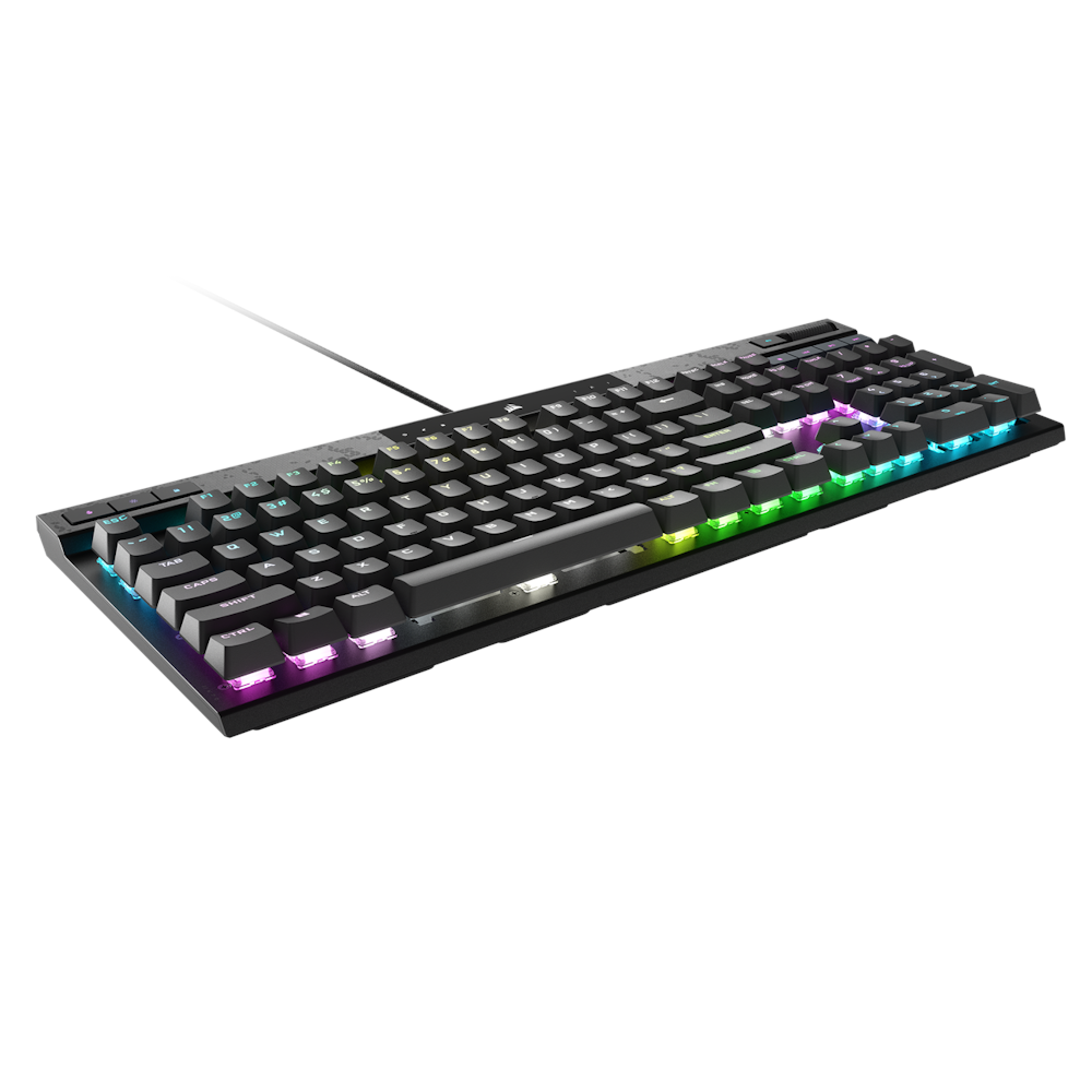 A large main feature product image of Corsair K70 MAX RGB Magnetic Mechanical Gaming Keyboard - Steel Grey (Corsair MGX Switch)