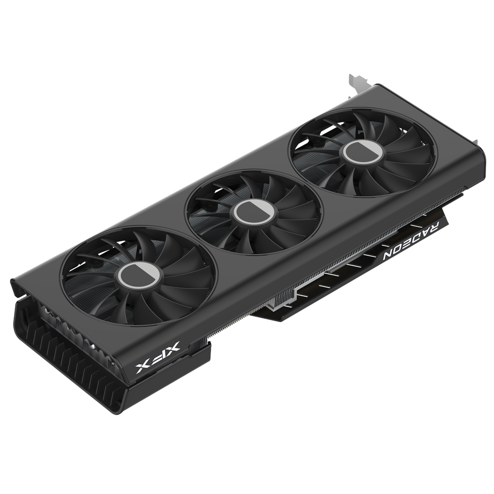 A large main feature product image of XFX Radeon RX 7700 XT Speedster QICK 319 12GB GDDR6 - Black