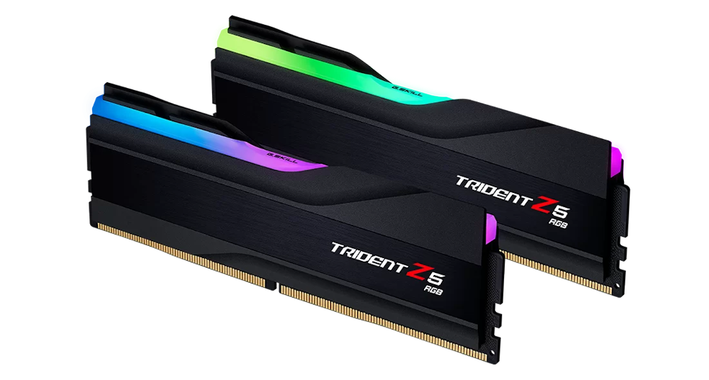 A large main feature product image of G.Skill 32GB Kit (2x16GB) DDR5 Trident Z5 RGB CL40 6000MHz - Black