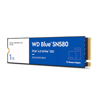 Product image of WD Blue SN580 PCIe Gen4 NVMe M.2 SSD - 1TB - Click for product page of WD Blue SN580 PCIe Gen4 NVMe M.2 SSD - 1TB