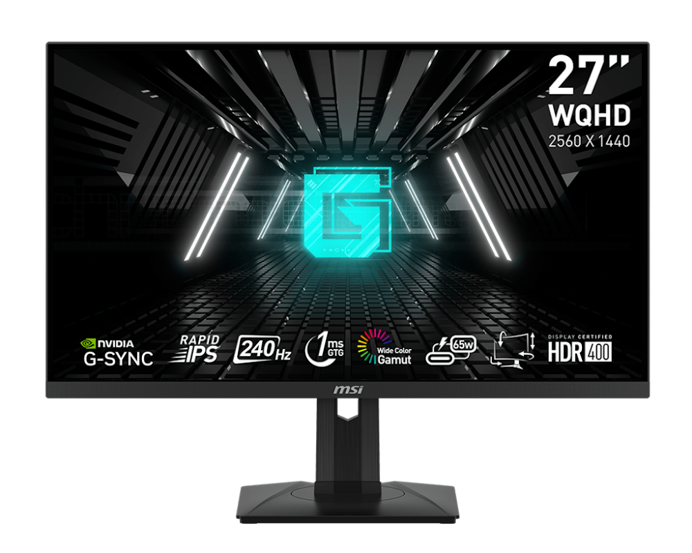 A large main feature product image of MSI G274QPX 27" QHD 240Hz IPS Monitor