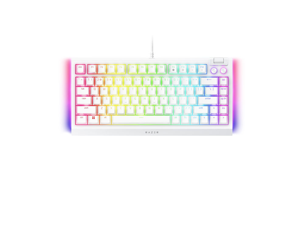 A large main feature product image of Razer BlackWidow V4 75% - Compact Mechanical Gaming Keyboard (White)