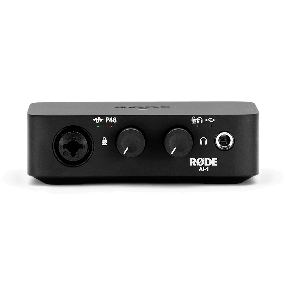 A large main feature product image of RODE AI-1 XLR Audio Interface