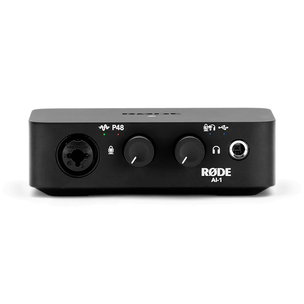 A large main feature product image of RODE AI-1 XLR Audio Interface