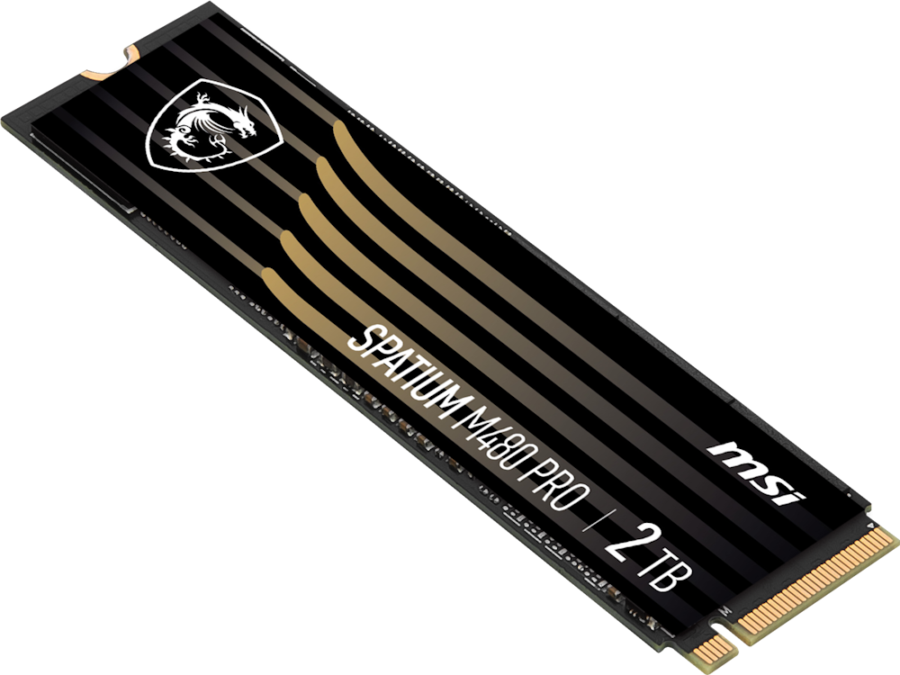 A large main feature product image of MSI Spatium M480 PRO PCIe 4.0 NVMe M.2 SSD - 2TB