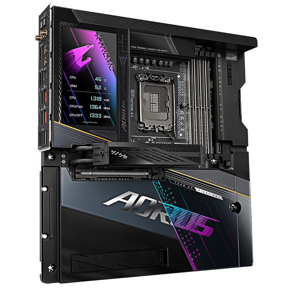 A large main feature product image of Gigabyte Z790 Aorus Xtreme X LGA1700 eATX Desktop Motherboard