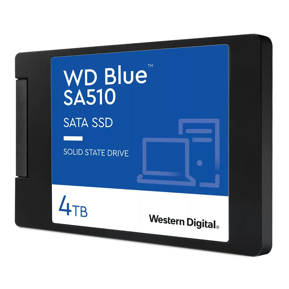 A large main feature product image of WD Blue SA510 SATA III 2.5" SSD - 4TB