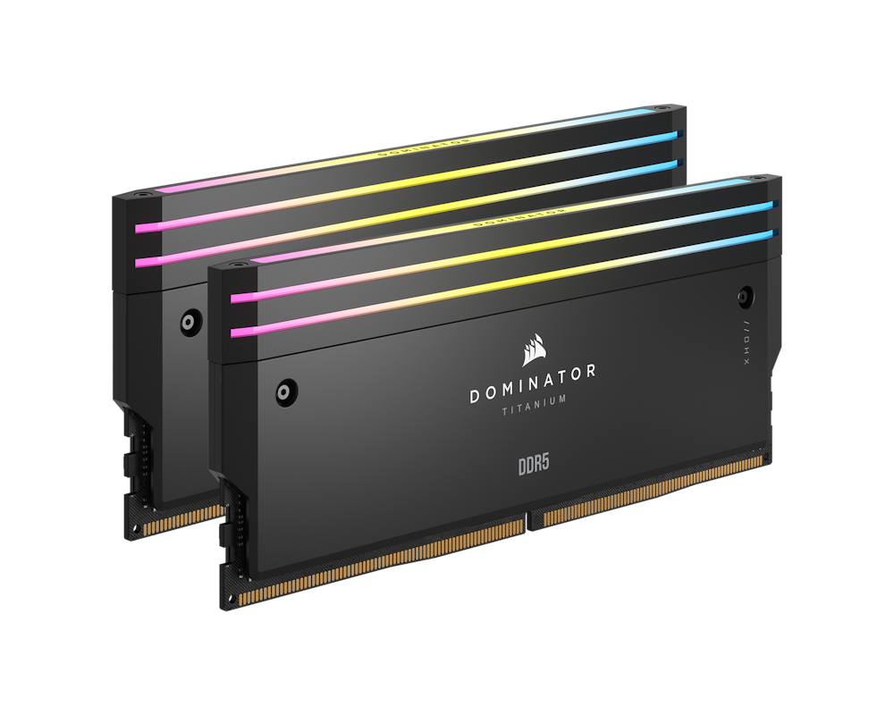 A large main feature product image of Corsair 32GB (2x16GB) DDR5 Dominator Titanium RGB C34 7200MHz - Black