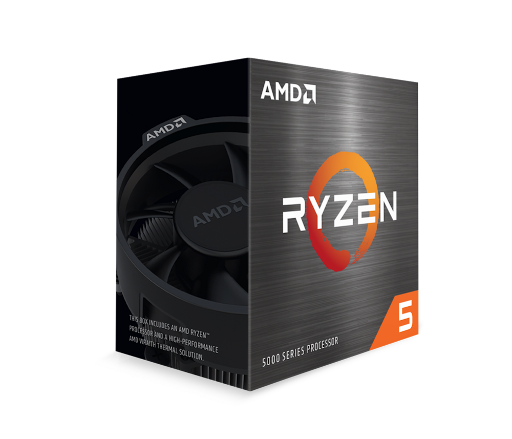 A large main feature product image of AMD Ryzen 5 5600X 6 Core 12 Thread Up To 4.6Ghz AM4 - With Wraith Stealth Cooler