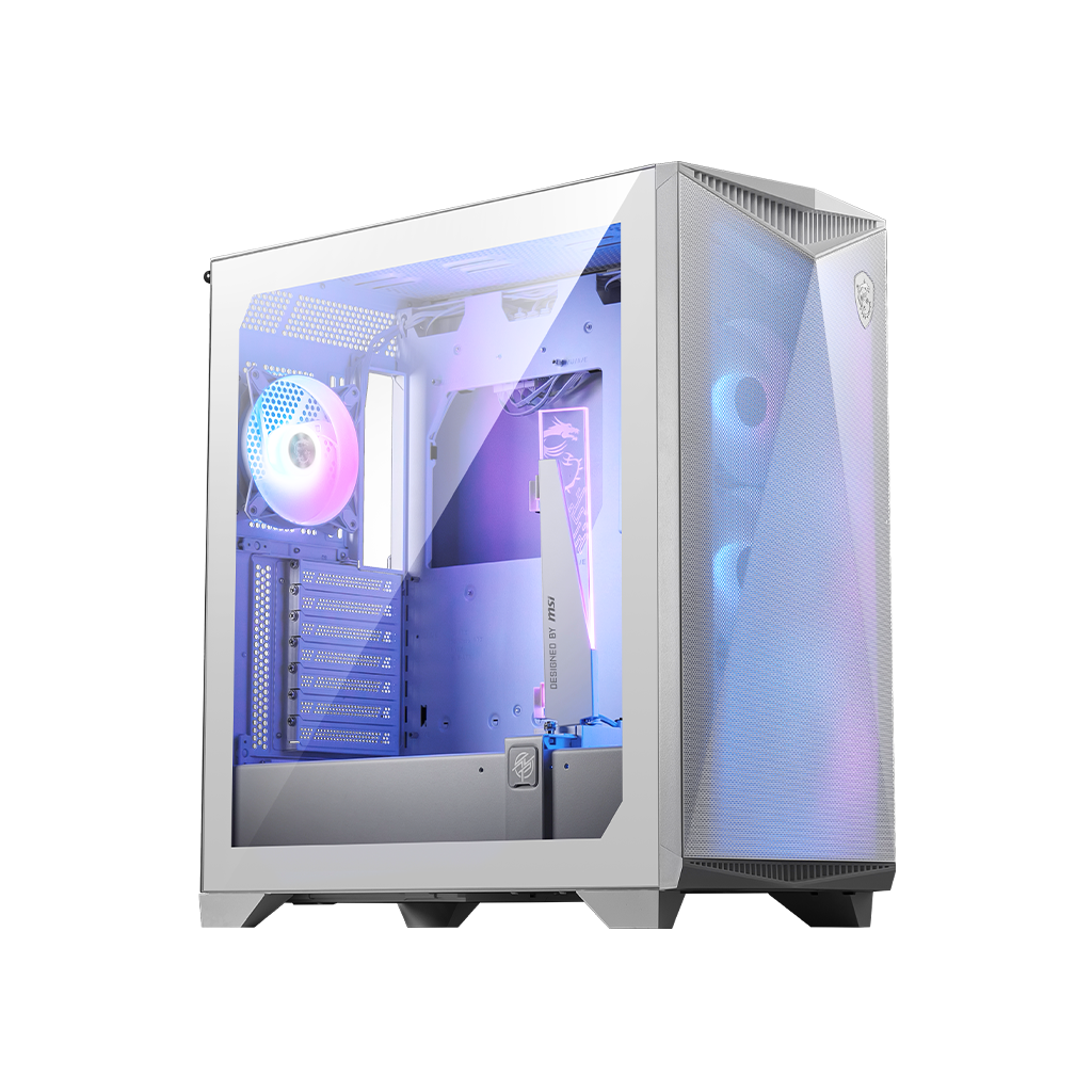 A large main feature product image of MSI MPG Gungnir 300R Airflow Mid Tower Case - White