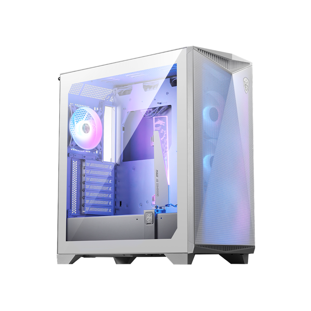 A large main feature product image of MSI MPG Gungnir 300R Airflow Mid Tower Case - White