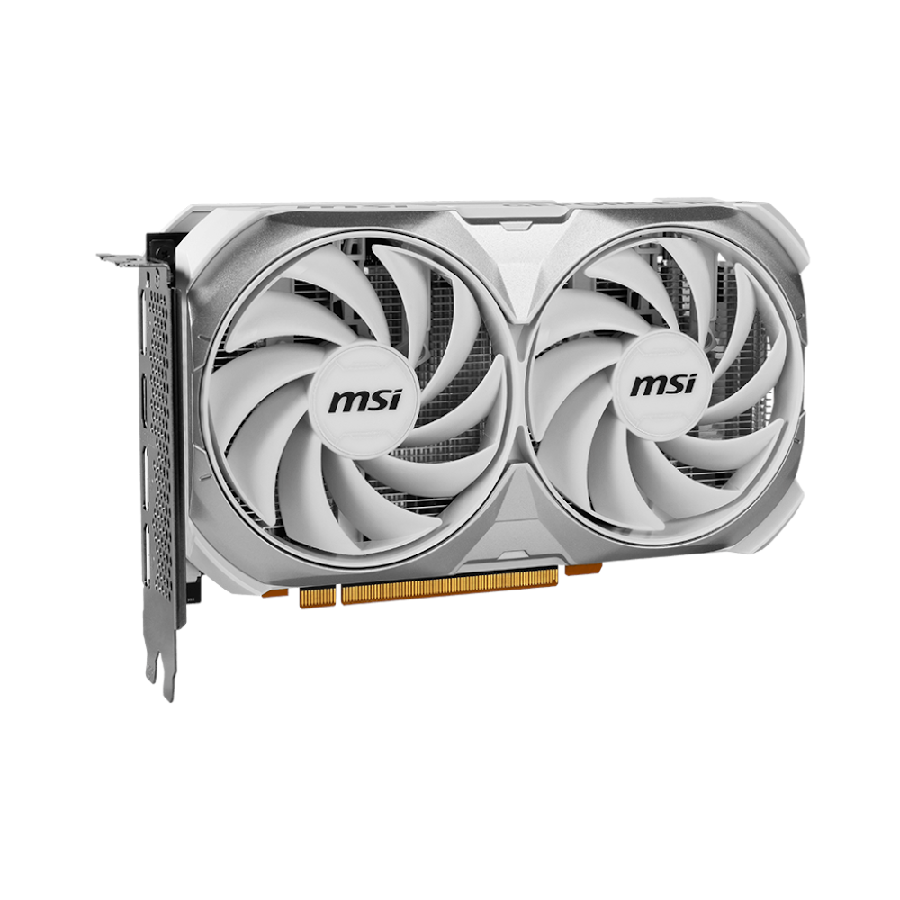 A large main feature product image of MSI GeForce RTX 4060 Ventus 2X OC 8GB GDDR6 - White