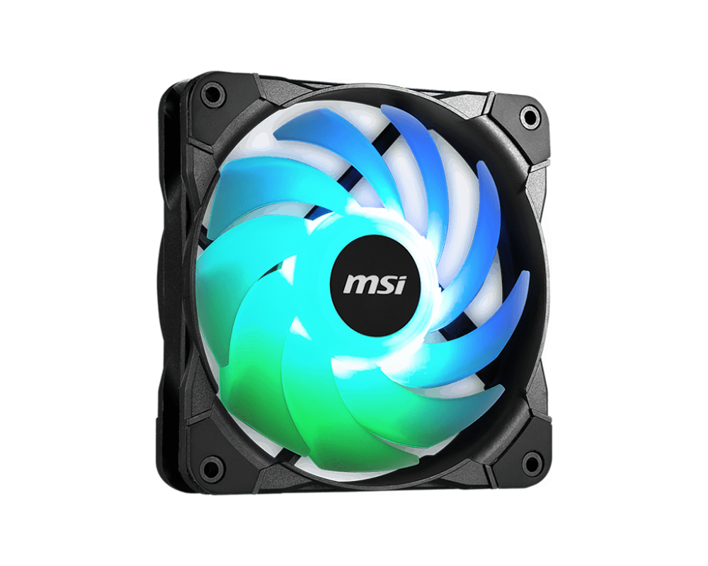 A large main feature product image of MSI MAG Max F12A-3 ARGB 120mm PWM Triple Fan Kit - Black