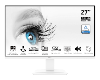 Product image of MSI PRO MP273AW 27" FHD 100Hz 1MS IPS W-LED Monitor - White - Click for product page of MSI PRO MP273AW 27" FHD 100Hz 1MS IPS W-LED Monitor - White