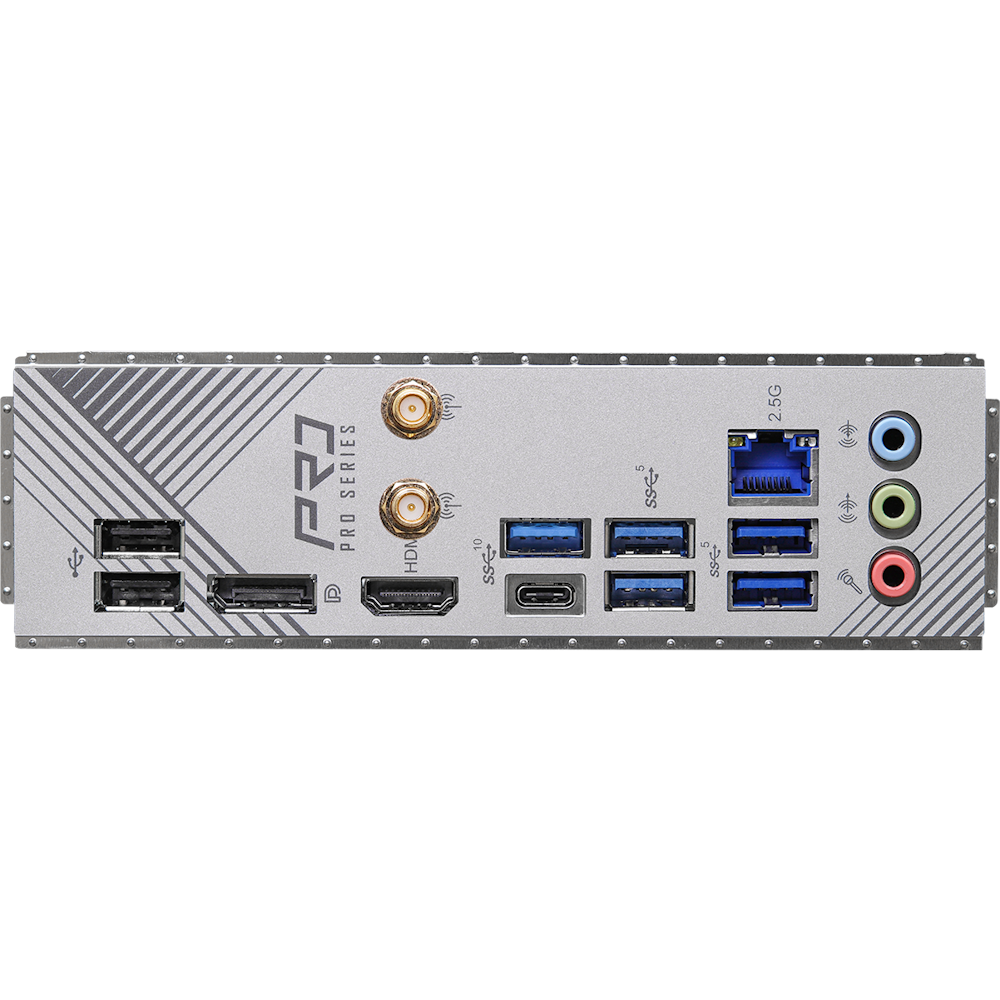 A large main feature product image of ASRock B760 Pro RS WiFi LGA1700 ATX Desktop Motherboard