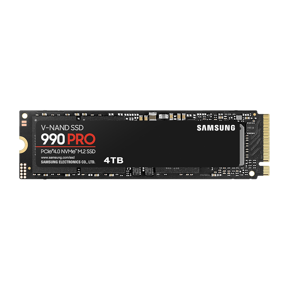 A large main feature product image of Samsung 990 Pro PCIe Gen4 NVMe M.2 SSD - 4TB