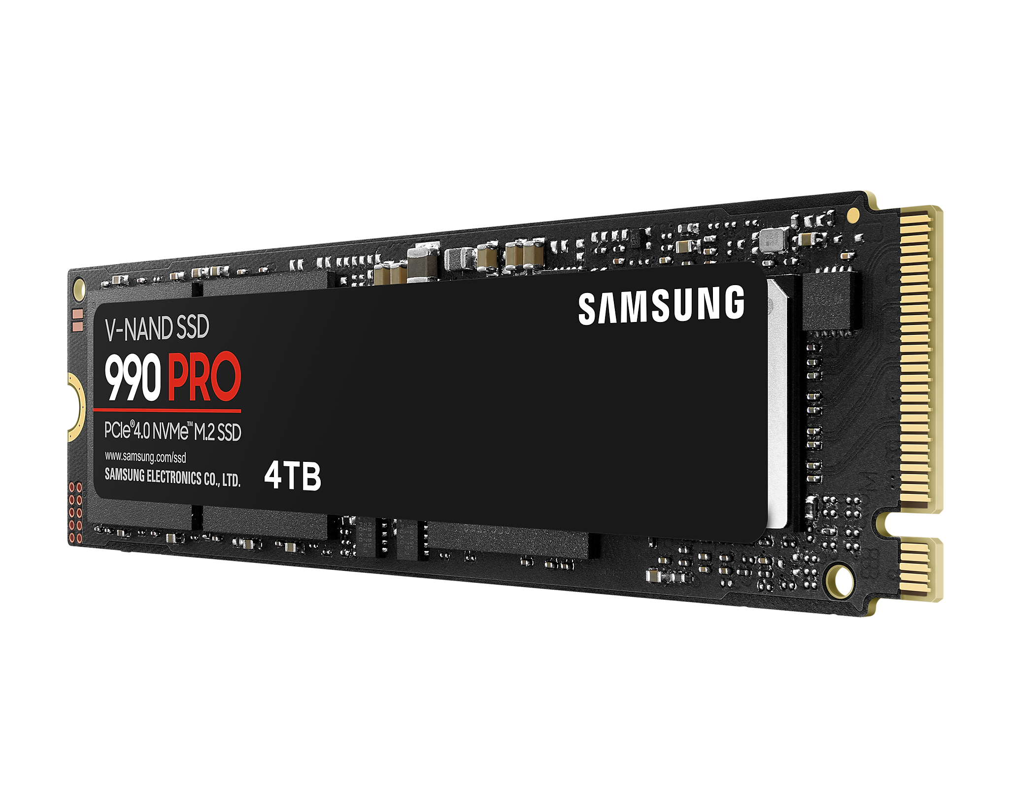 A large main feature product image of Samsung 990 Pro PCIe Gen4 NVMe M.2 SSD - 4TB
